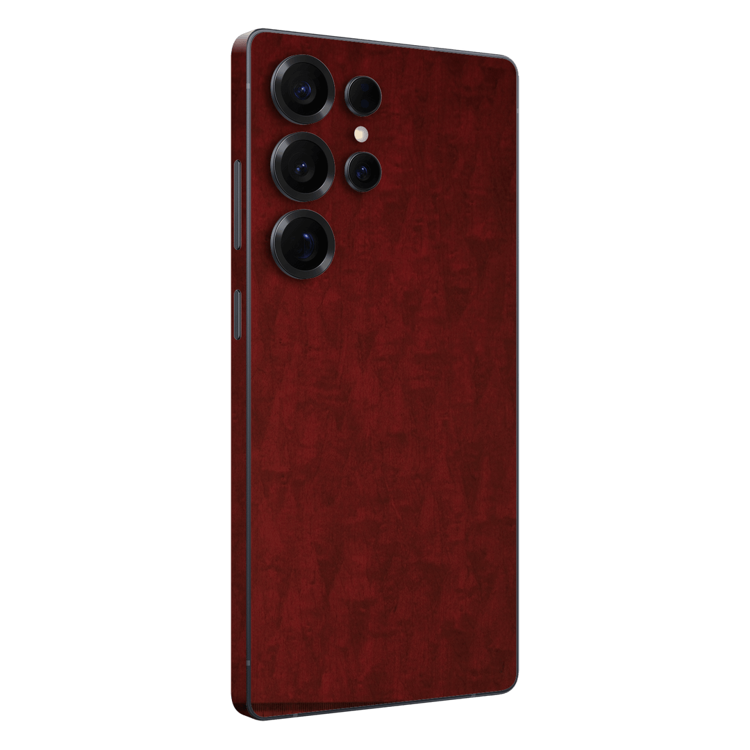 Samsung Galaxy S25 ULTRA Scarlet Red Wood Wooden Satin Skin Wrap Sticker Decal Cover Protector by QSKINZ | qskinz.com