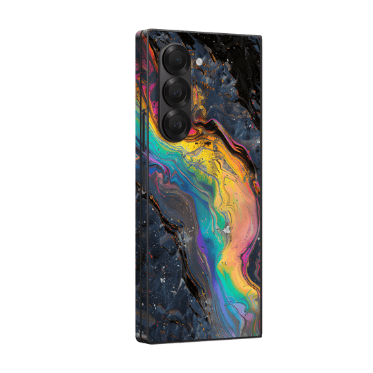 Samsung Galaxy Z FOLD 6 Print Printed Custom SIGNATURE Aurora Auroria Stone Marble Rainbow Skin Wrap Sticker Decal Cover Protector by QSKINZ | QSKINZ.COM