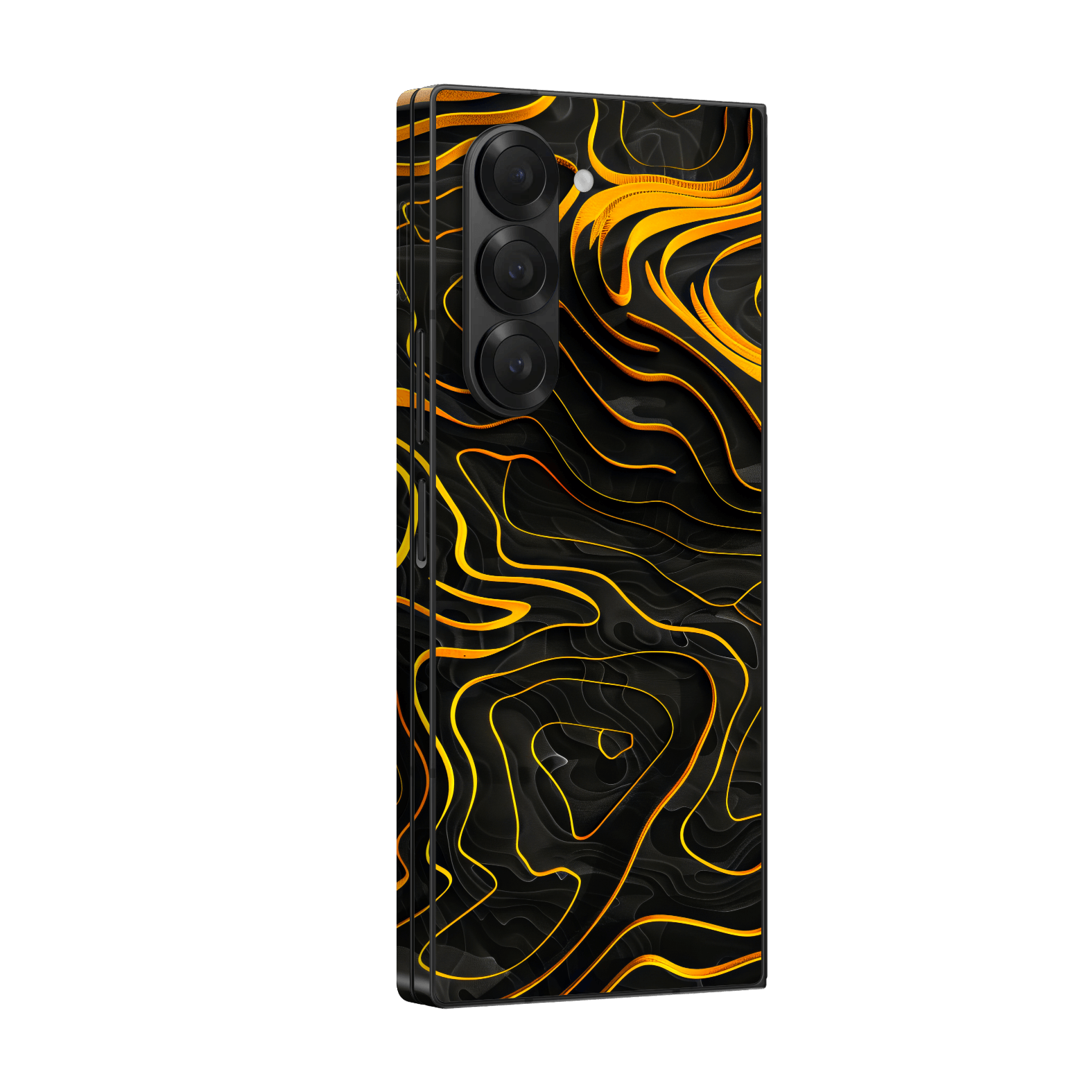 Samsung Galaxy Z FOLD 6 Print Printed Custom SIGNATURE Wave Waves Waver Yellow and Black Skin Wrap Sticker Decal Cover Protector by QSKINZ | QSKINZ.COM