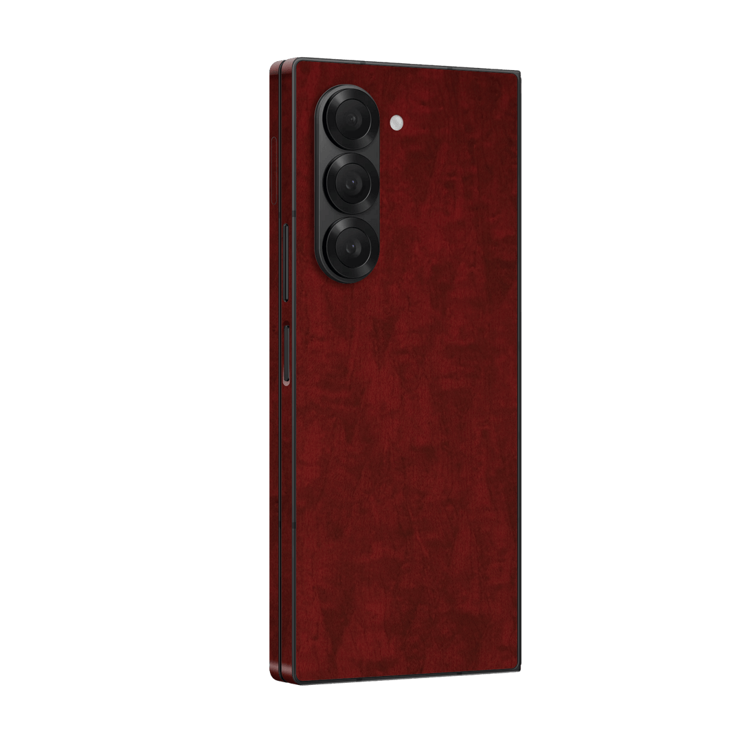 Samsung Galaxy Z FOLD 6 Scarlet Red Wood Wooden Satin Skin Wrap Sticker Decal Cover Protector by QSKINZ | qskinz.com
