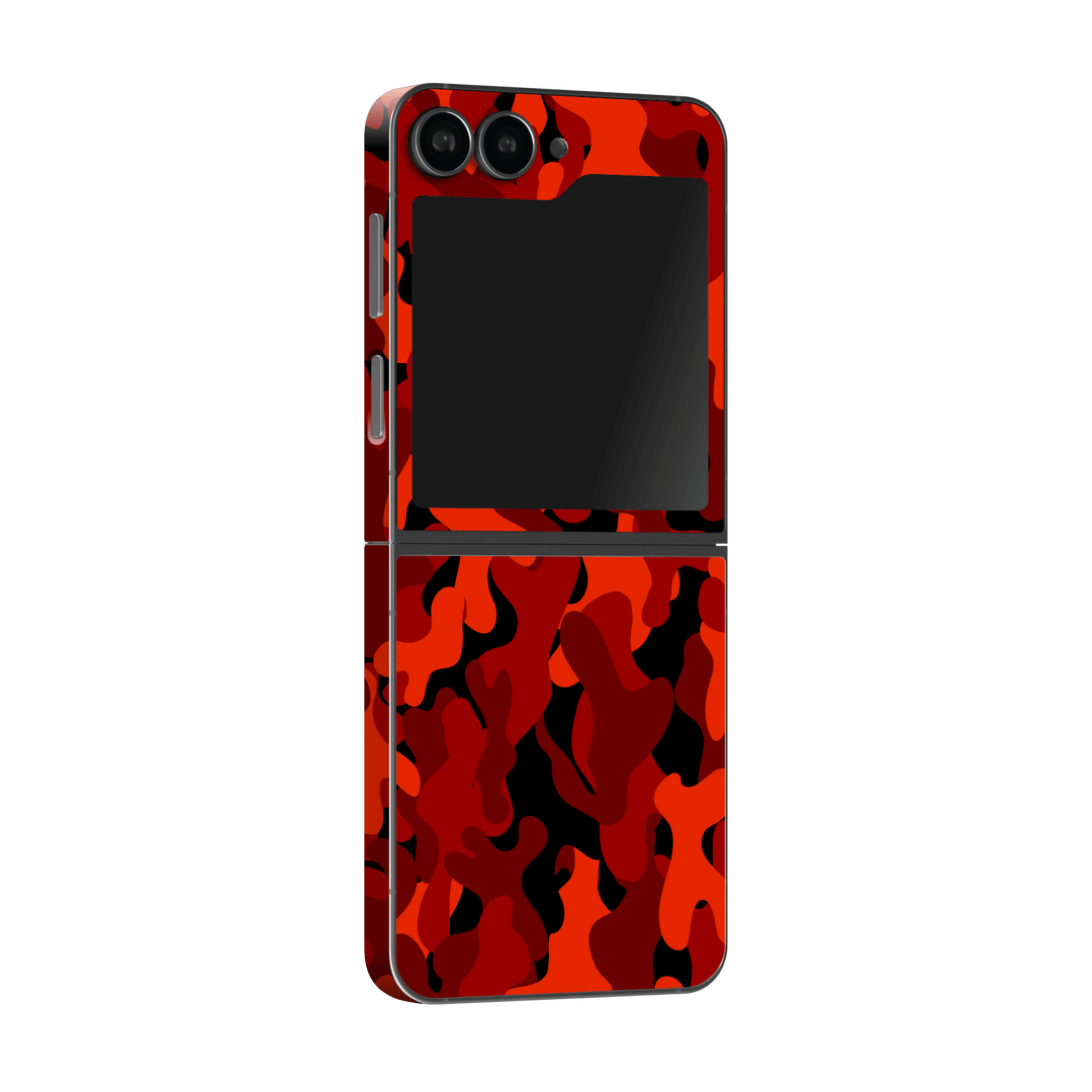 Samsung Galaxy Z Flip 6 Print Printed Custom SIGNATURE Fire Red Camo Camouflage Skin Wrap Sticker Decal Cover Protector by QSKINZ | QSKINZ.COM