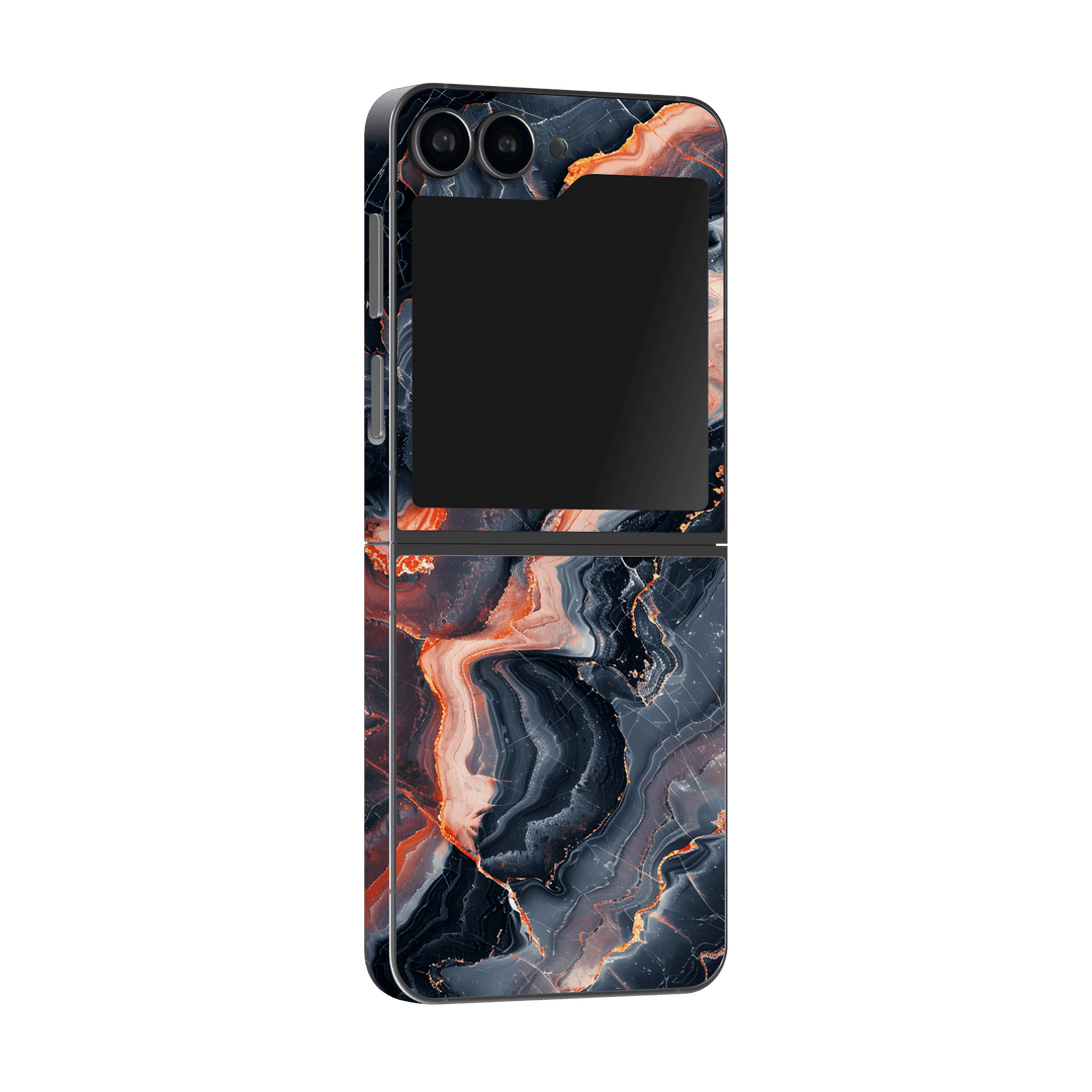 Samsung Galaxy Z Flip 6 Print Printed Custom SIGNATURE Terra Noir Stone Marble Skin Wrap Sticker Decal Cover Protector by QSKINZ | QSKINZ.COM