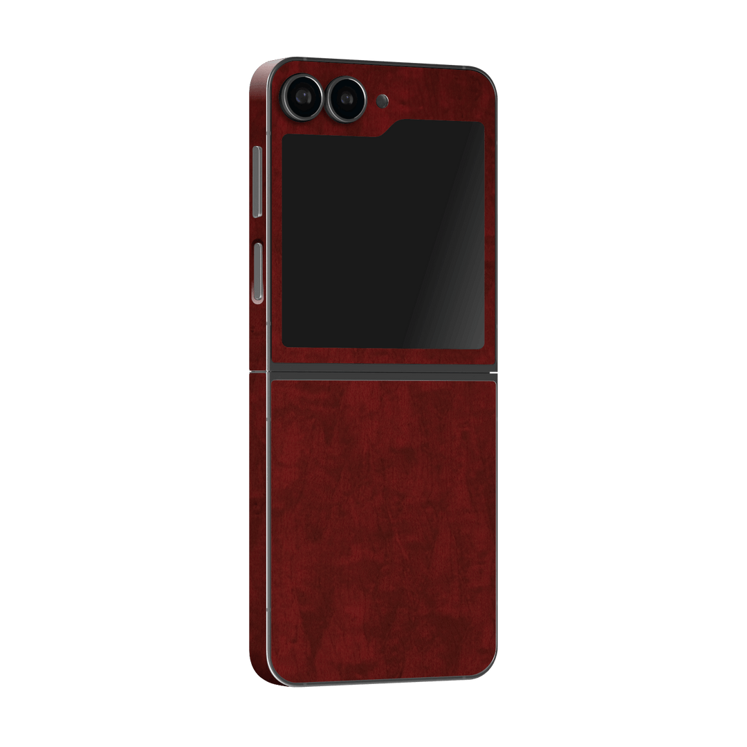 Samsung Galaxy Z Flip 6 Scarlet Red Wood Wooden Satin Skin Wrap Sticker Decal Cover Protector by QSKINZ | qskinz.com