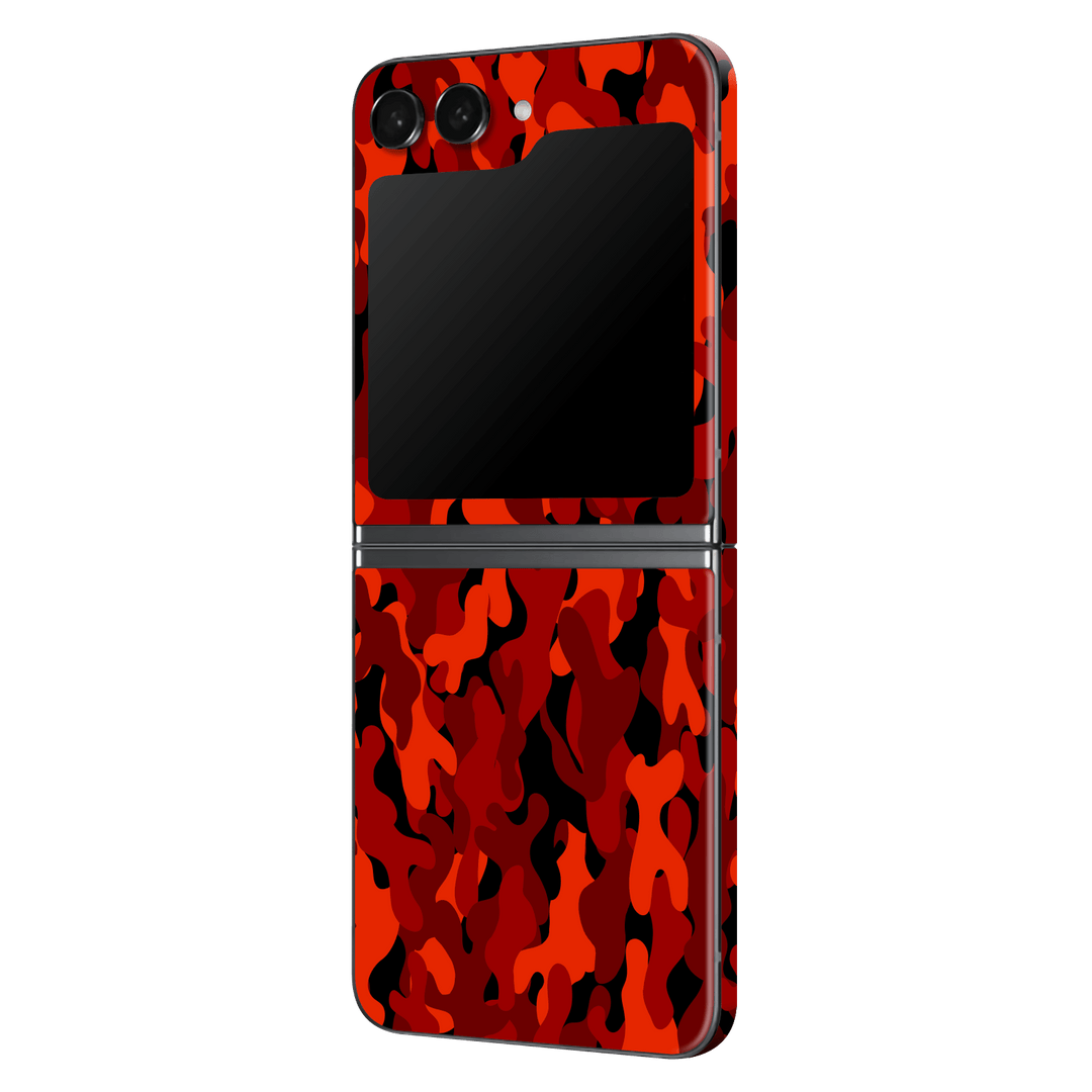 Samsung Z Flip 5 Print Printed Custom SIGNATURE Fire Red Camo Camouflage Skin Wrap Sticker Decal Cover Protector by QSKINZ | QSKINZ.COM