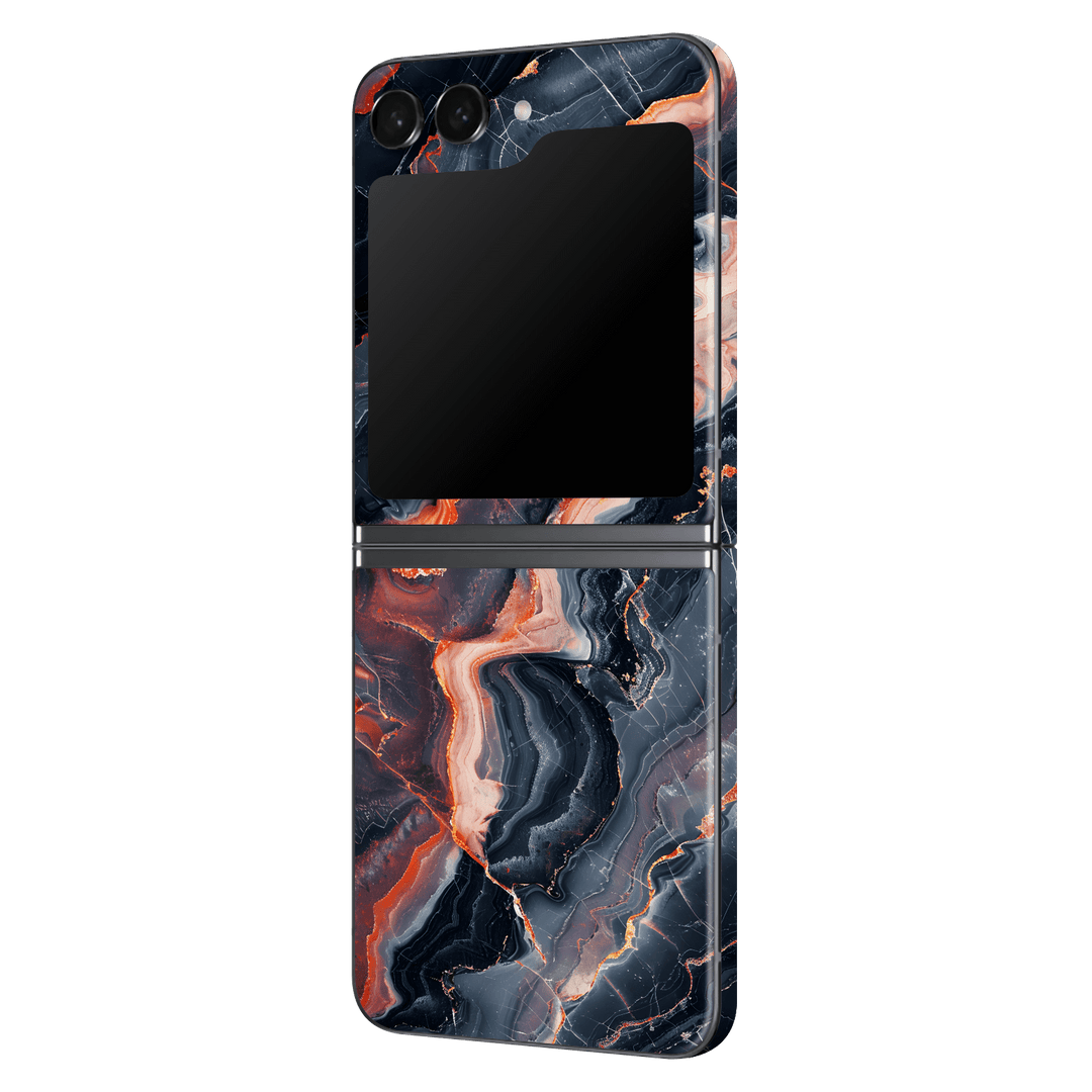 Samsung Z Flip 5 Print Printed Custom SIGNATURE Terra Noir Stone Marble Skin Wrap Sticker Decal Cover Protector by QSKINZ | QSKINZ.COM