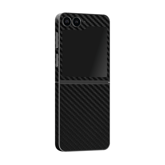 Samsung Galaxy Z Flip 6 (2024) Black 3D Textured Carbon Fibre Fiber Skin Wrap Sticker Decal Cover Protector by Qskinz | Qskinz.com
