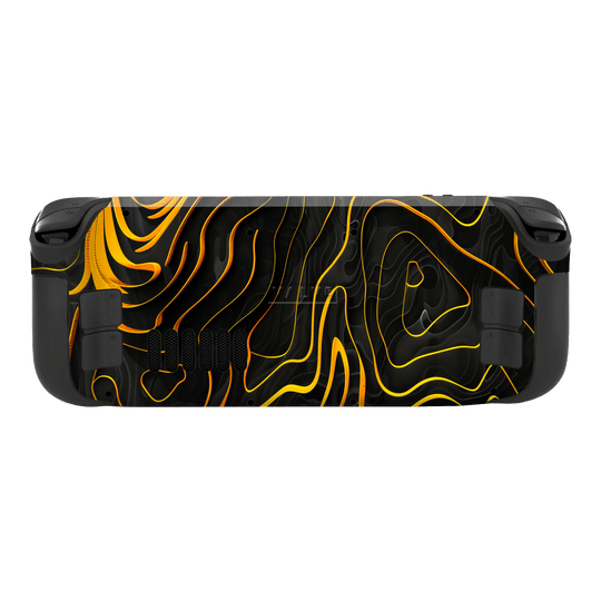 Steam Deck Print Printed Custom SIGNATURE Wave Waves Waver Yellow and Black Skin Wrap Sticker Decal Cover Protector by QSKINZ | QSKINZ.COM