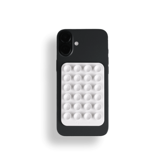 The White Silicone MagSafe Suction Mount on iPhone by Qskinz