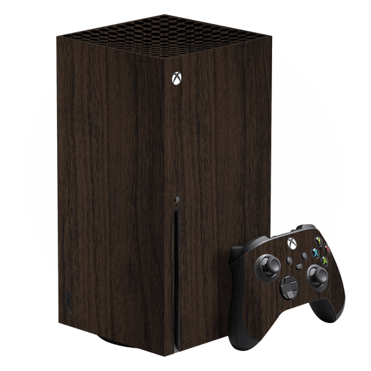 XBOX Series X Premium Wood Wooden Dark Walnut Matte Textured Skin Wrap Sticker Decal Cover Protector QSKINZ | qskinz.com