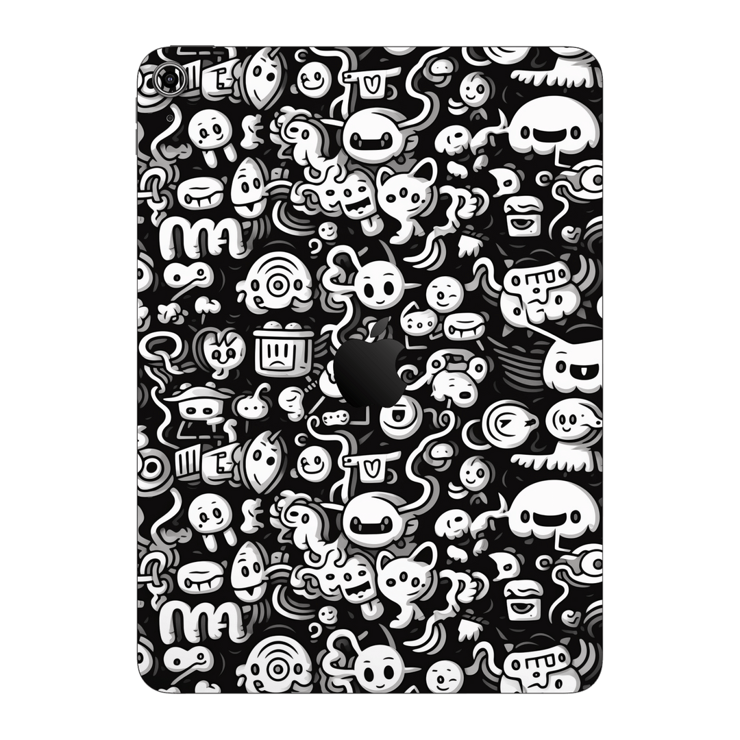 iPad 10.9" (10th Gen, 2022) Print Printed Custom SIGNATURE Pictogram Party Monochrome Black and White Icons Faces Skin Wrap Sticker Decal Cover Protector by QSKINZ | QSKINZ.COM