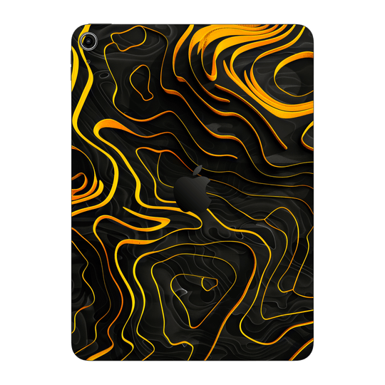 iPad 10.9" (10th Gen, 2022) Print Printed Custom SIGNATURE Wave Waves Waver Yellow and Black Skin Wrap Sticker Decal Cover Protector by QSKINZ | QSKINZ.COM