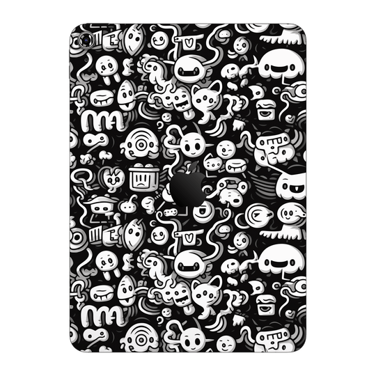 iPad 11 (A16) Print Printed Custom SIGNATURE Pictogram Party Monochrome Black and White Icons Faces Skin Wrap Sticker Decal Cover Protector by QSKINZ | QSKINZ.COM