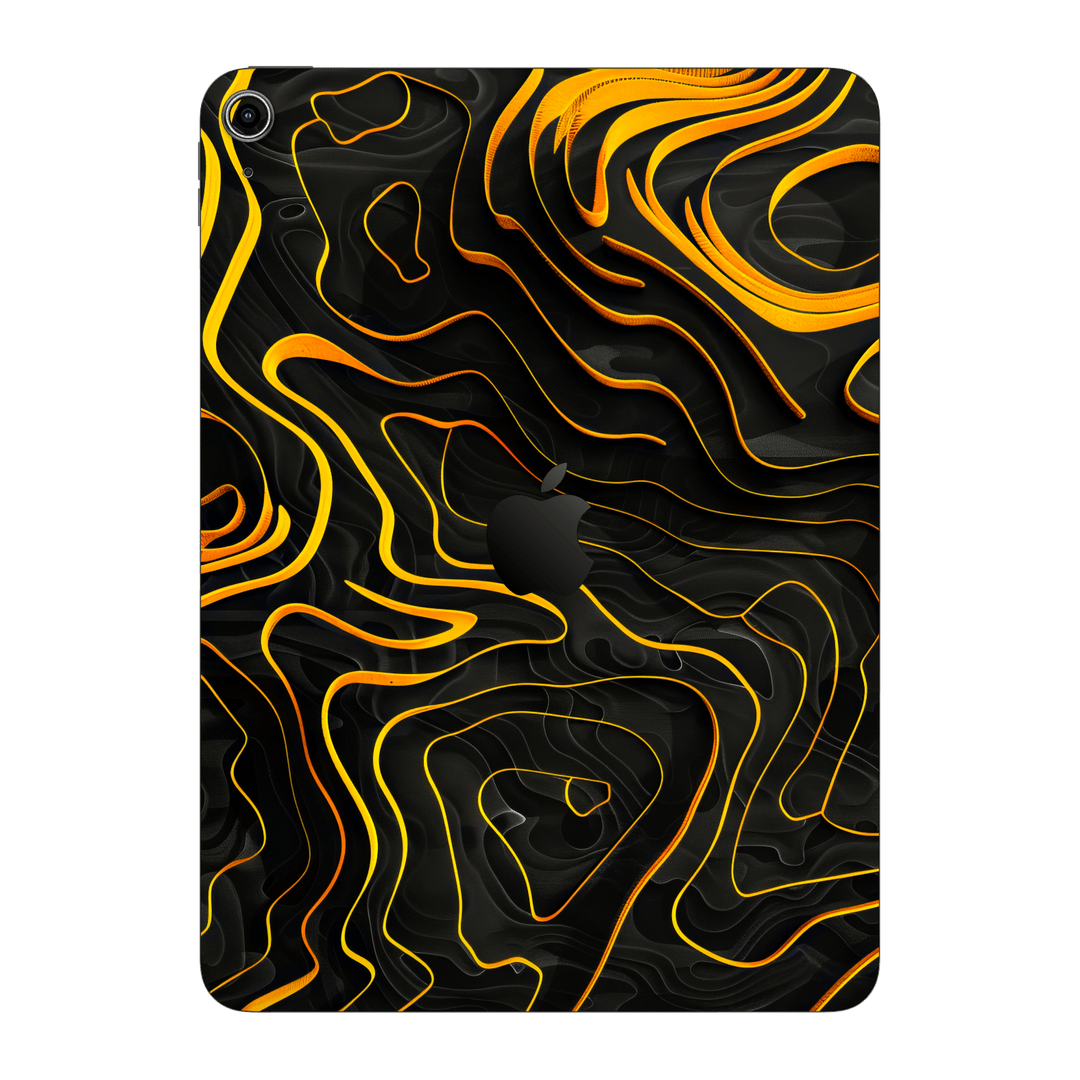 iPad 11 (A16) Print Printed Custom SIGNATURE Wave Waves Waver Yellow and Black Skin Wrap Sticker Decal Cover Protector by QSKINZ | QSKINZ.COM