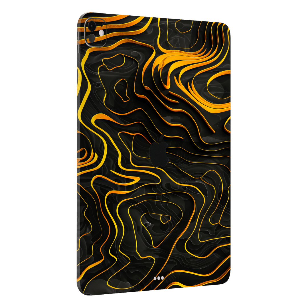 iPad Pro 11” (M4, 2024) Print Printed Custom SIGNATURE Wave Waves Waver Yellow and Black Skin Wrap Sticker Decal Cover Protector by QSKINZ | QSKINZ.COM