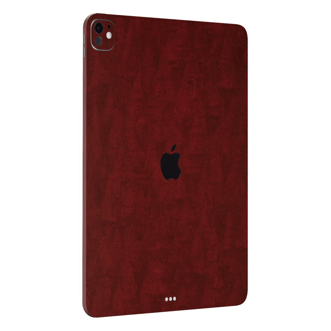 iPad Pro 11” (M4, 2024) Scarlet Red Wood Wooden Satin Skin Wrap Sticker Decal Cover Protector by QSKINZ | qskinz.com