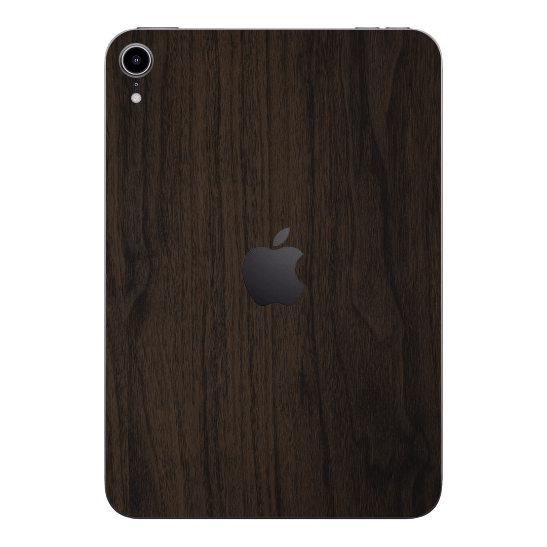 iPad mini 7 (2024, A17 Pro) Premium Wood Wooden Dark Walnut Matte Textured Skin Wrap Sticker Decal Cover Protector by QSKINZ | qskinz.com