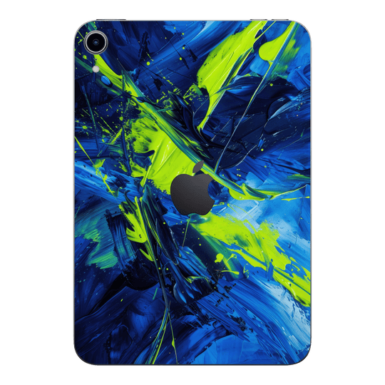 iPad mini 7 (2024, A17 Pro) Print Printed Custom SIGNATURE Glowquatic Neon Yellow Green Blue Skin Wrap Sticker Decal Cover Protector by QSKINZ | QSKINZ.COM