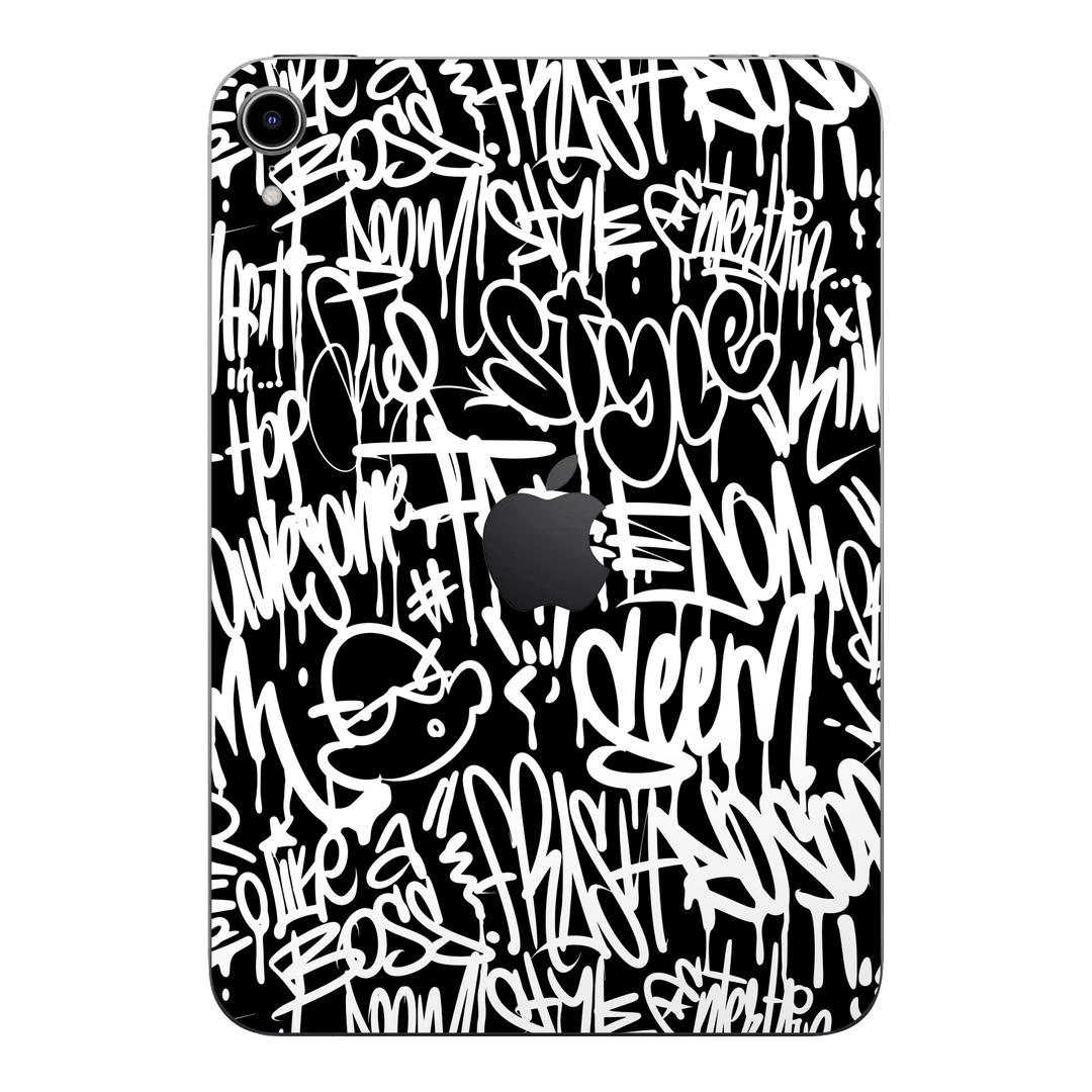 iPad mini 7 (2024, A17 Pro) Print Printed Custom SIGNATURE Monochrome Black and WhiteGraffiti Skin Wrap Sticker Decal Cover Protector by QSKINZ | qskinz.com