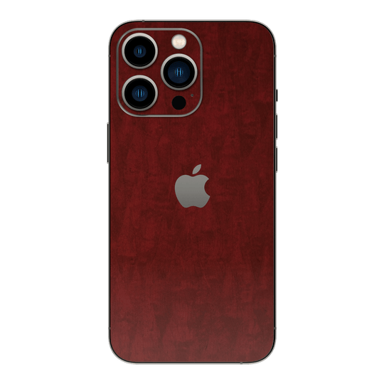 iPhone 13 PRO Scarlet Red Wood Wooden Satin Skin Wrap Sticker Decal Cover Protector by QSKINZ | qskinz.com