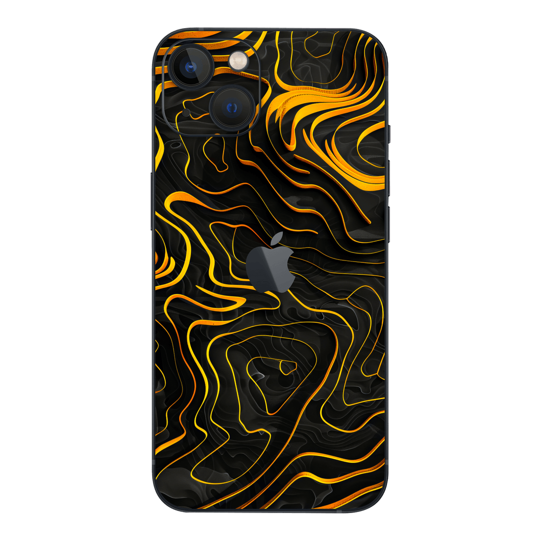 iPhone 13 Print Printed Custom SIGNATURE Wave Waves Waver Yellow and Black Skin Wrap Sticker Decal Cover Protector by QSKINZ | QSKINZ.COM