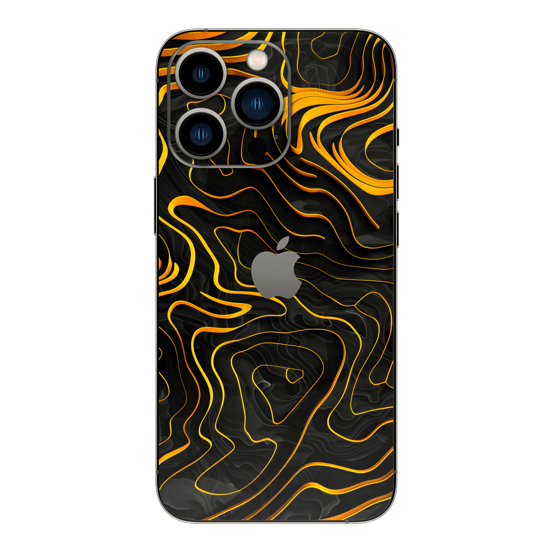 iPhone 13 Pro MAX Print Printed Custom SIGNATURE Wave Waves Waver Yellow and Black Skin Wrap Sticker Decal Cover Protector by QSKINZ | QSKINZ.COM