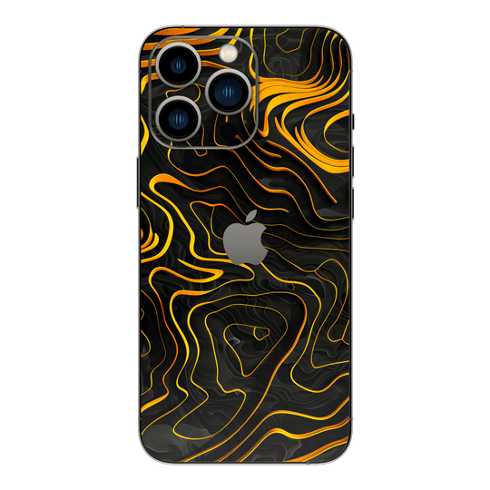 iPhone 13 Pro MAX Print Printed Custom SIGNATURE Wave Waves Waver Yellow and Black Skin Wrap Sticker Decal Cover Protector by QSKINZ | QSKINZ.COM