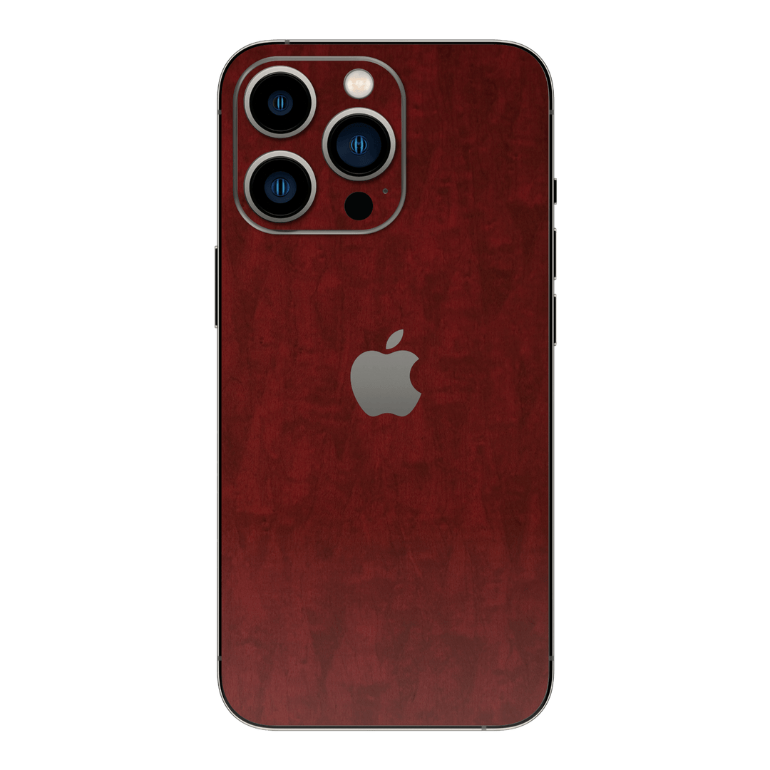 iPhone 14 Pro MAX  Scarlet Red Wood Wooden Satin Skin Wrap Sticker Decal Cover Protector by QSKINZ | qskinz.com