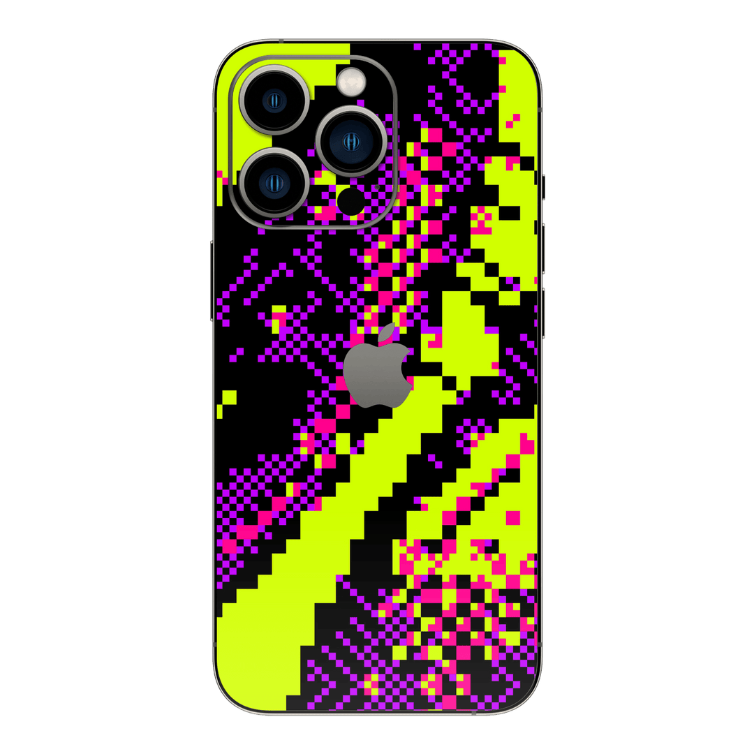 iPhone 15 PRO Custom Printed SIGNATURE “Neonix” Purple Green Pixelated Skin Wrap Sticker Decal Cover Protector by QSKINZ | QSKINZ.COM