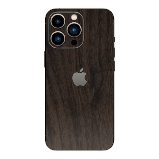 iPhone 15 PRO  Premium Wood Wooden Dark Walnut Matte Textured Skin Wrap Sticker Decal Cover Protector by QSKINZ | qskinz.com
