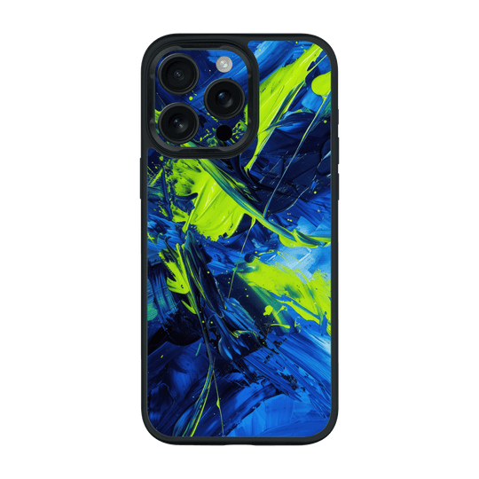 iPhone 15 PRO Qcaze Print Printed Custom SIGNATURE Glowquatic Neon Yellow Green Blue Case by QSKINZ | QSKINZ.COM