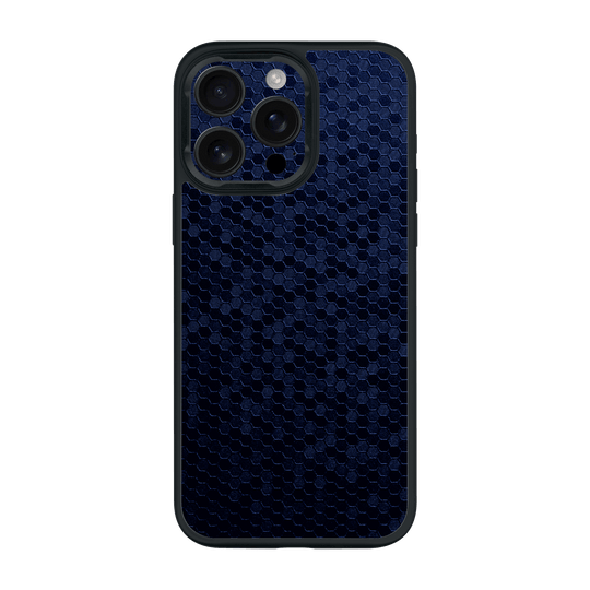 iPhone 15 Pro MAX Qcaze Luxuria Navy Blue Honeycomb 3D Textured Case by QSKINZ | qskinz.com