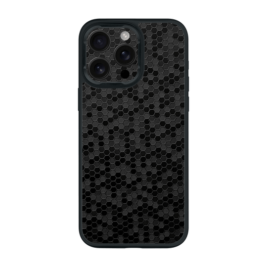 iPhone 15 Pro MAX Qcaze Luxuria Black Honeycomb 3D Textured Case by QSKINZ | qskinz.com