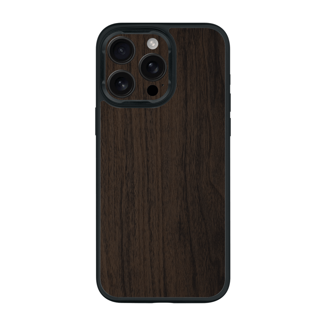 iPhone 15 Pro MAX Qcaze Premium Wood Wooden Dark Walnut Matte Textured Case by QSKINZ | qskinz.com
