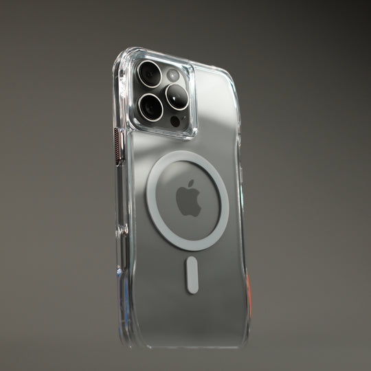 iPhone 15 Pro MAX and iPhone 15 PRO Qcaze MIRAGE - the ultimate clear phone case close up