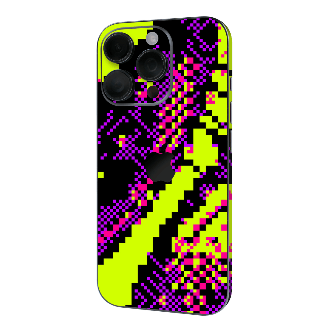 iPhone 16 PRO Custom Printed SIGNATURE “Neonix” Purple Green Pixelated Skin Wrap Sticker Decal Cover Protector by QSKINZ | QSKINZ.COM