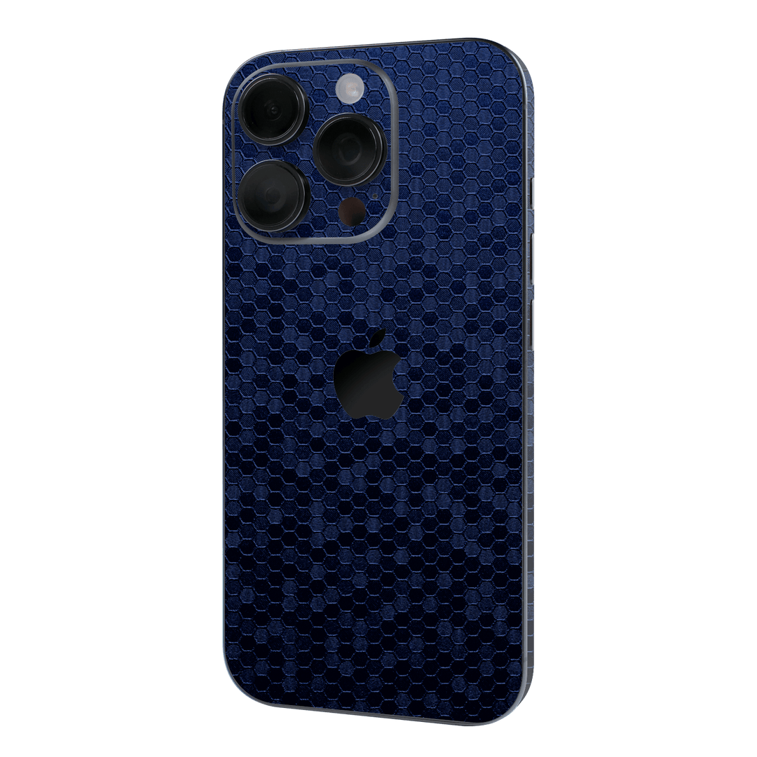 iPhone 16 PRO Luxuria Navy Blue Honeycomb 3D Textured Skin Wrap Sticker Decal Cover Protector QSKINZ | qskinz.com