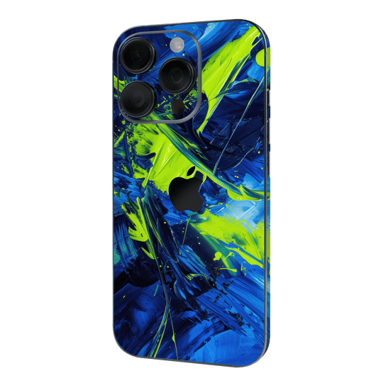 iPhone 16 PRO Print Printed Custom SIGNATURE Glowquatic Neon Yellow Green Blue Skin Wrap Sticker Decal Cover Protector QSKINZ | QSKINZ.COM