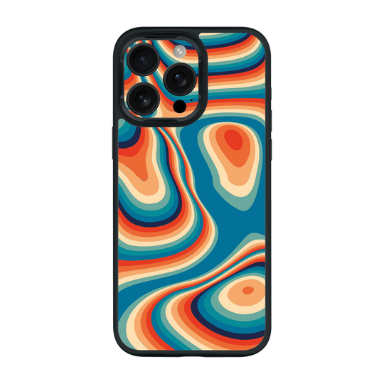 iPhone 16 PRO Print Printed Custom SIGNATURE Swirltro Swirl Retro 70s 80s Warm Colours Case by QSKINZ | QSKINZ.COM
