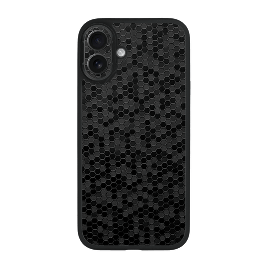 iPhone 16 Plus Qcaze Luxuria Black Honeycomb 3D Textured Case by QSKINZ | qskinz.com
