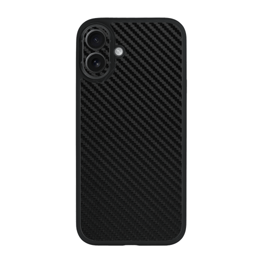 iPhone 16 Plus Qcaze Black 3D Textured Carbon Fibre Fiber Case by QSKINZ | qskinz.com