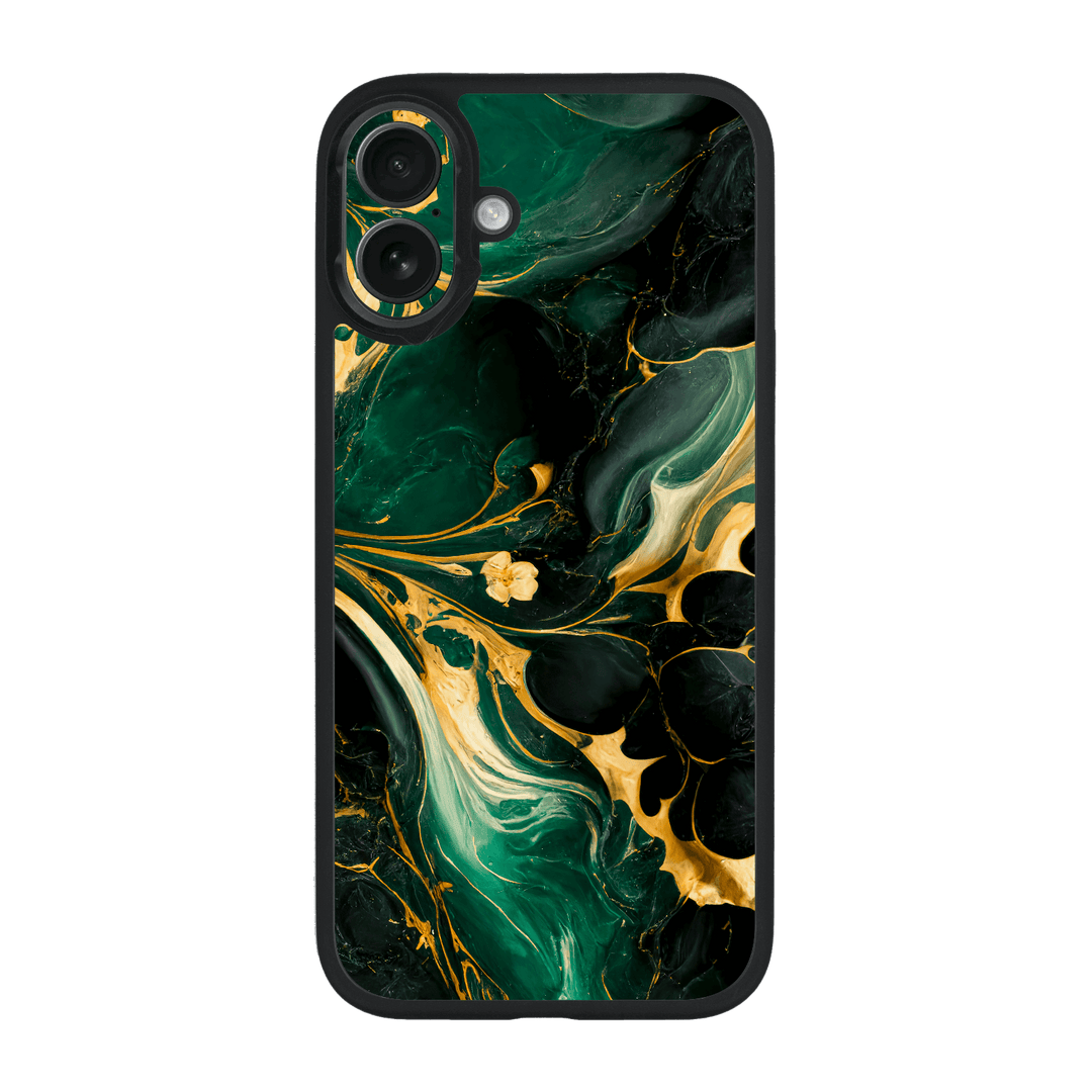 iPhone 16 Plus Qcaze Print Printed Custom SIGNATURE Agate Geode Royal Green Gold Case by QSKINZ | qskinz.com
