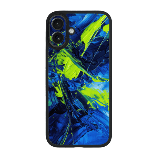 iPhone 16 Plus Qcaze Print Printed Custom SIGNATURE Glowquatic Neon Yellow Green Blue Case by QSKINZ | QSKINZ.COM