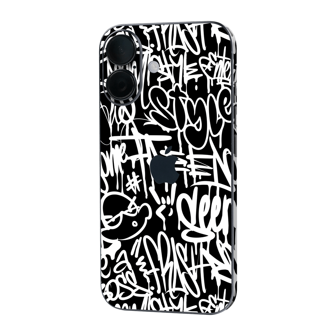 iPhone 16 Print Printed Custom SIGNATURE Monochrome Black and WhiteGraffiti Skin Wrap Sticker Decal Cover Protector by QSKINZ | qskinz.com