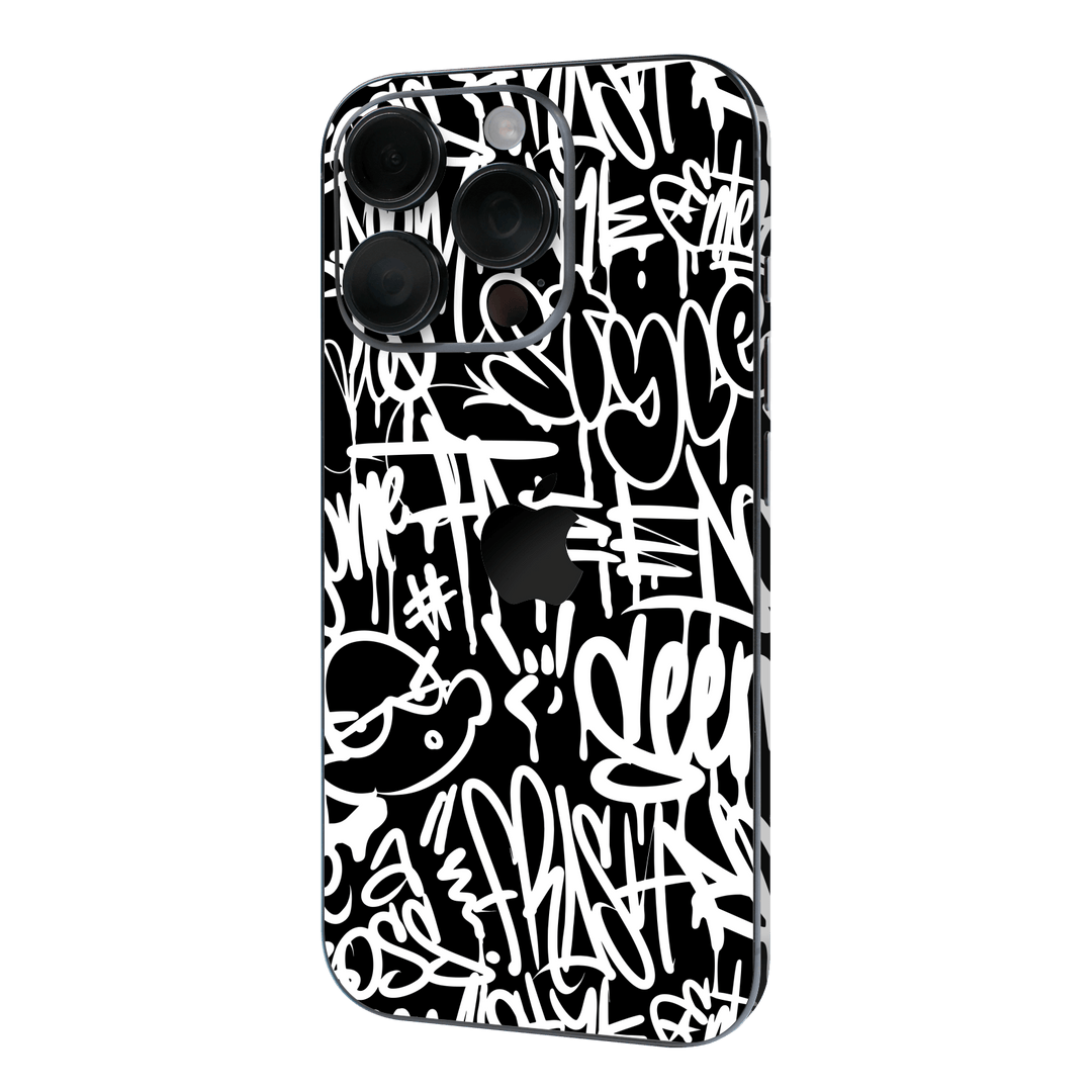 iPhone 16 Pro MAX Print Printed Custom SIGNATURE Monochrome Black and WhiteGraffiti Skin Wrap Sticker Decal Cover Protector QSKINZ | qskinz.com