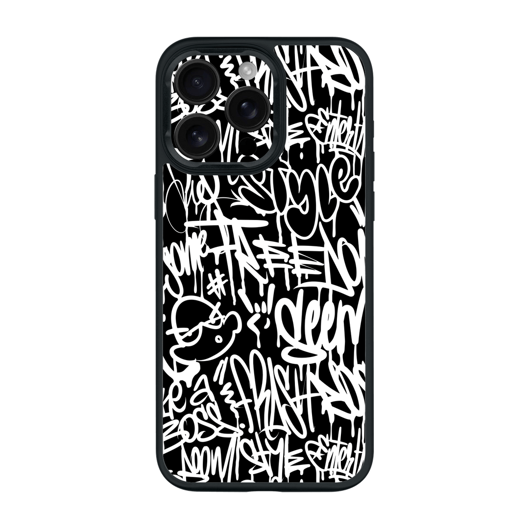 iPhone 16 Pro MAX Qcaze Print Printed Custom SIGNATURE Monochrome Black and WhiteGraffiti Case by QSKINZ | qskinz.com