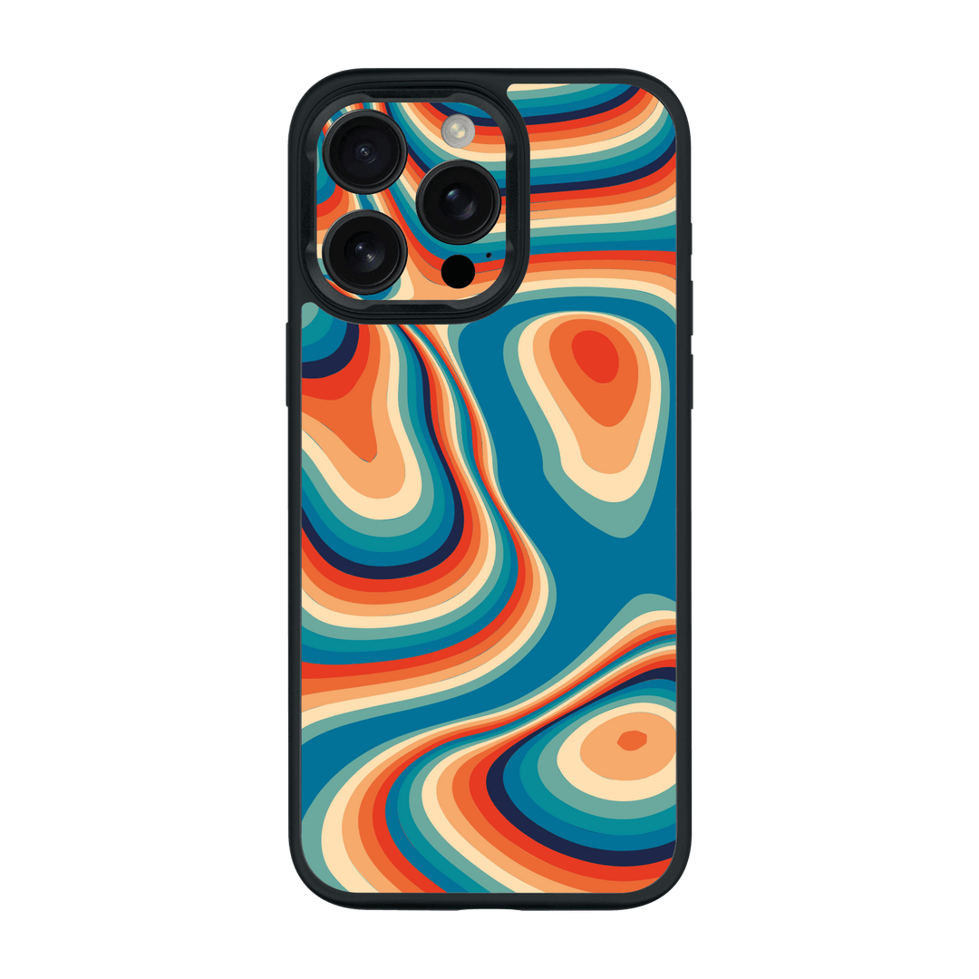 iPhone 16 Pro MAX Qcaze Print Printed Custom SIGNATURE Swirltro Swirl Retro 70s 80s Warm Colours Case by QSKINZ | QSKINZ.COM