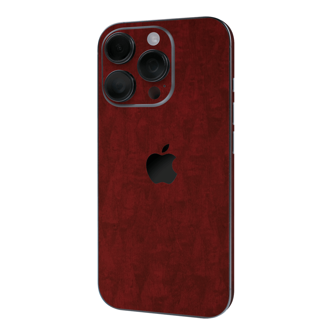 iPhone 16 Pro MAX Scarlet Red Wood Wooden Satin Skin Wrap Sticker Decal Cover Protector by QSKINZ | qskinz.com