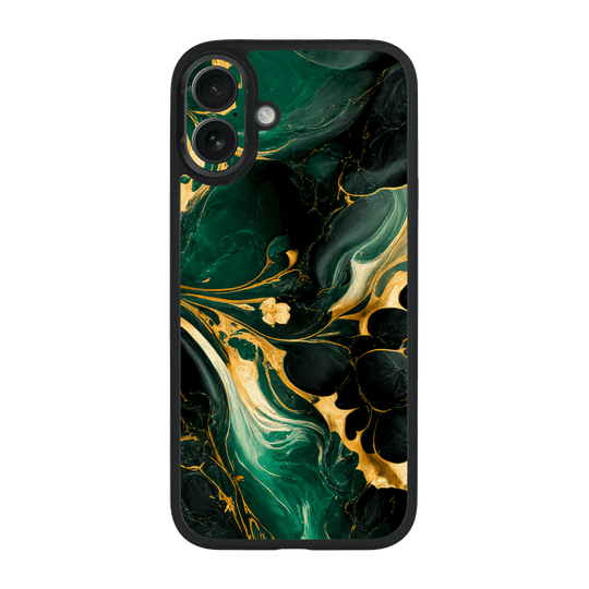 iPhone 16 Qcaze Print Printed Custom SIGNATURE Agate Geode Royal Green Gold Case by QSKINZ | qskinz.com