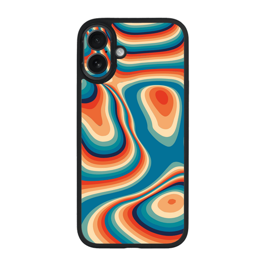 iPhone 16 Qcaze Print Printed Custom SIGNATURE Swirltro Swirl Retro 70s 80s Warm Colours Case by QSKINZ | QSKINZ.COM