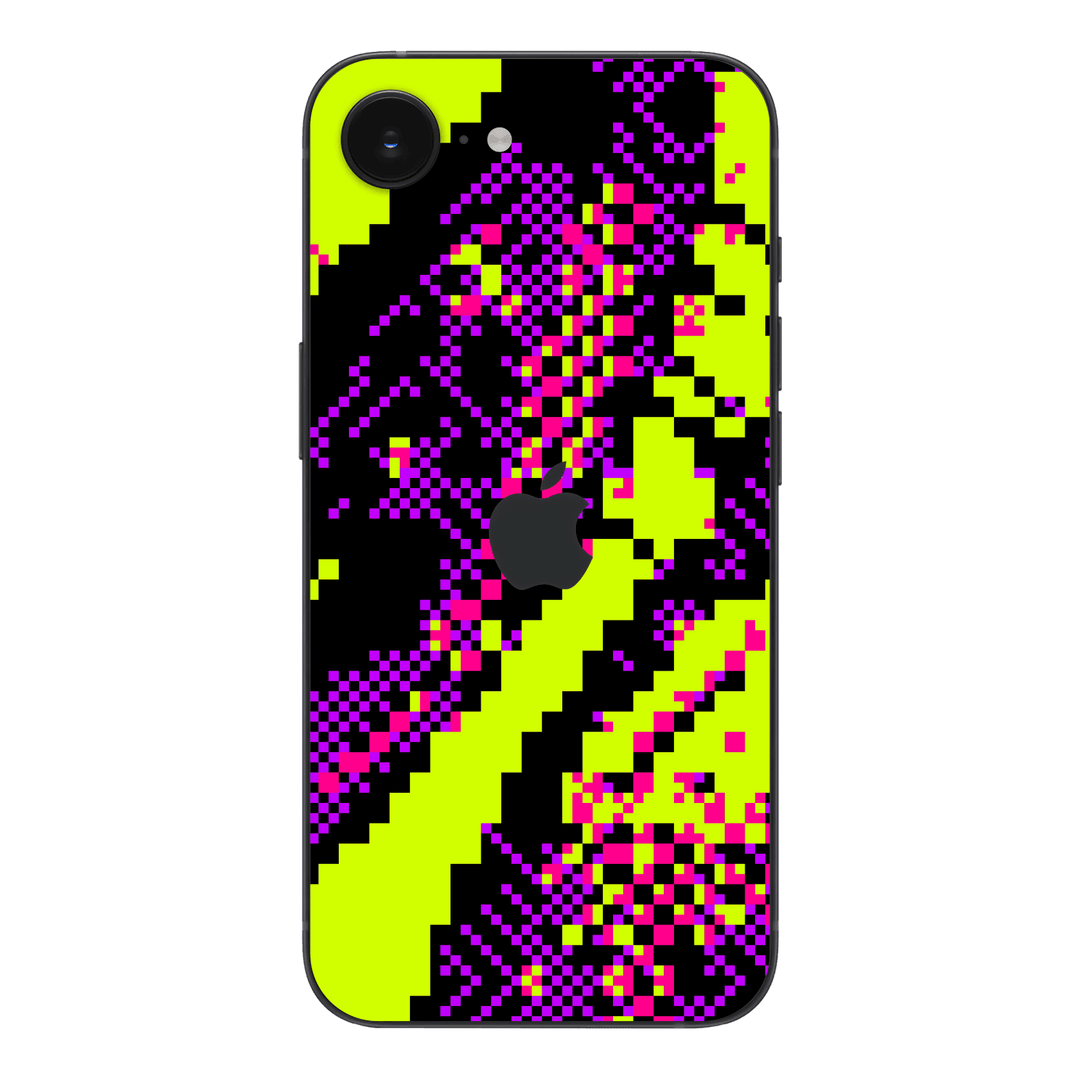 iPhone 16e Custom Printed SIGNATURE “Neonix” Purple Green Pixelated Skin Wrap Sticker Decal Cover Protector by QSKINZ | QSKINZ.COM